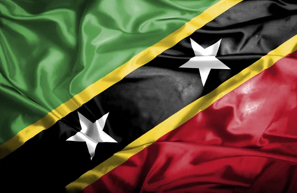 St Kitts and Nevis waving flag — Stock Photo, Image