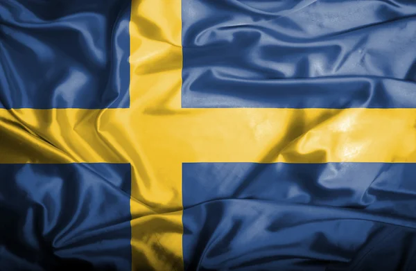 Svezia sventola bandiera — Foto Stock