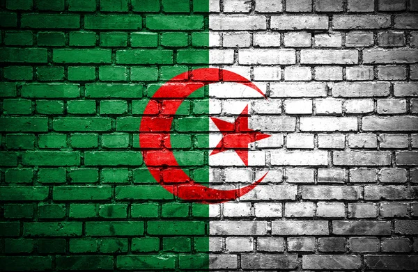 Brick wall with painted flag of Algeria — Stock Photo, Image