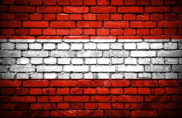Dinding bata dengan cat bendera Austria — Stok Foto