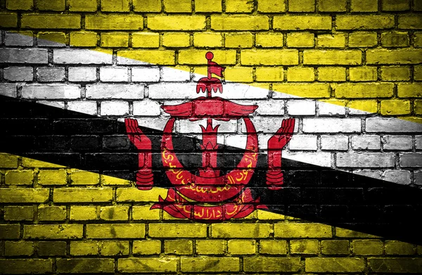 Mur de briques avec drapeau peint de Brunei — Photo