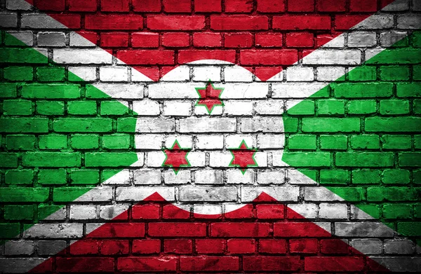 Brick wall with painted flag of Burundi — Stock Photo, Image