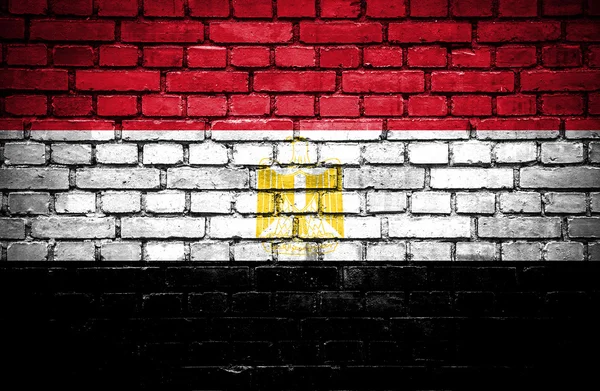 Muro di mattoni con bandiera dipinta d'Egitto — Foto Stock