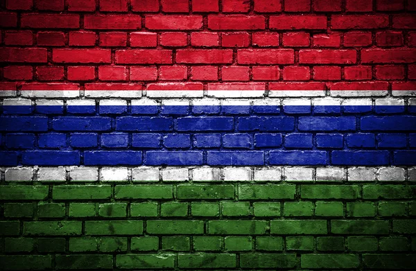 Brick wall with painted flag of Gambia — Stock Photo, Image
