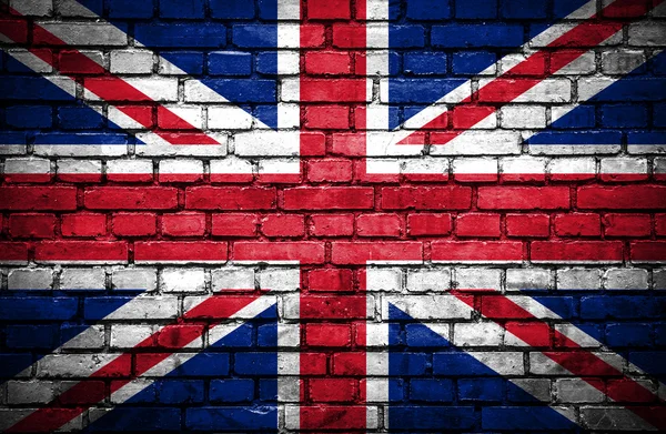 Brick wall with painted flag of Great Britain — Stock Photo, Image