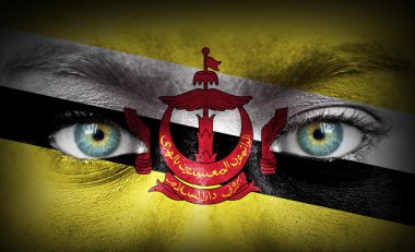 brunei bayrağı ile insan yüzü boyalı