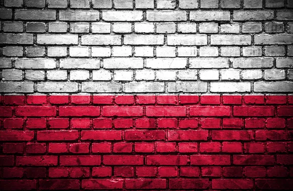 Mur z cegły z malowane flaga Polska — Zdjęcie stockowe