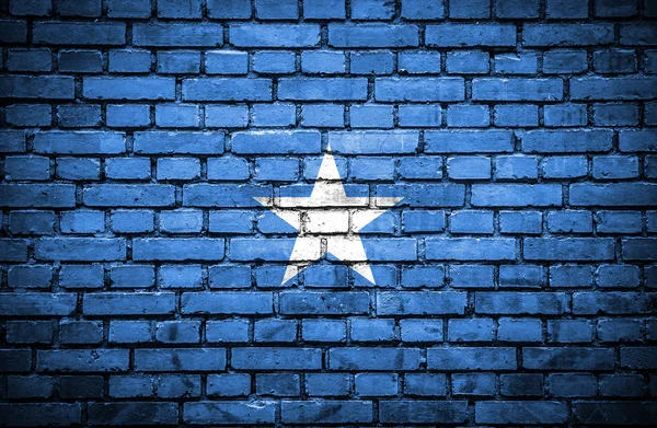Кирпичная стена с покрашенным флагом Сомали — стоковое фото