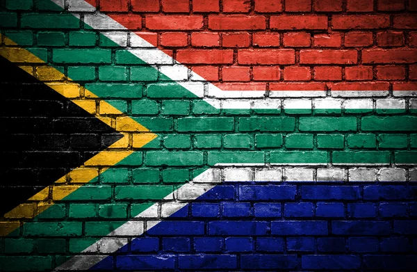 Brick wall with painted flag of South Africa — Stock Photo, Image