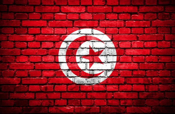 Brick wall with painted flag of Tunisia — Stock Photo, Image