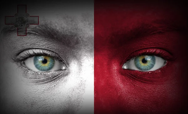 Людське обличчя пофарбовані прапор Мальти — стокове фото