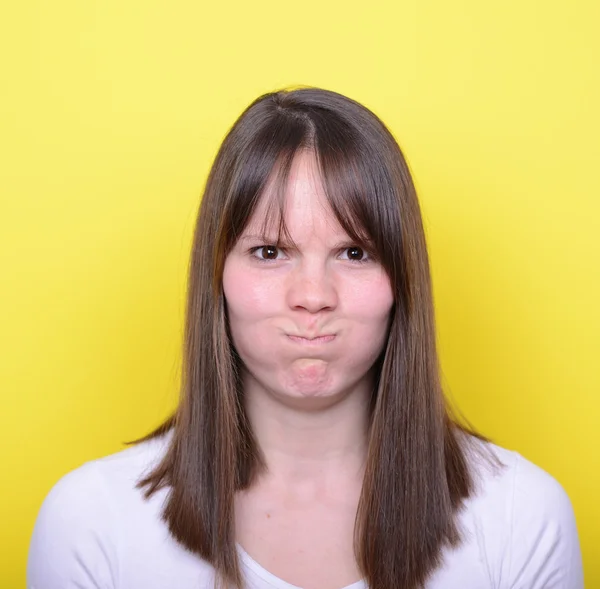 Portrait of angry girl going to explode of anger — Stock Photo, Image