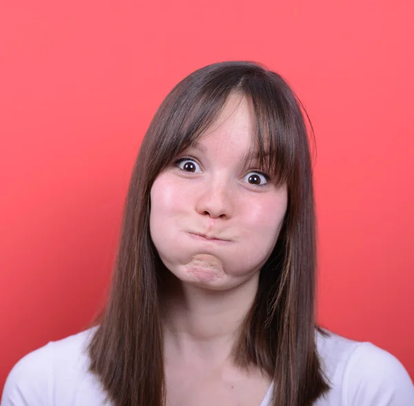 Portrait of girl with funny face — Stock Photo, Image