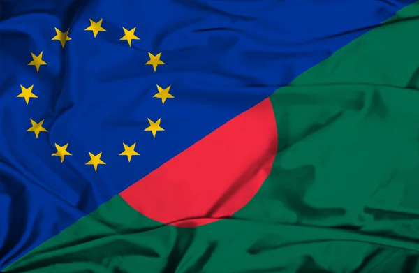 Bandiera sventolante del Bangladesh e dell'UE — Foto Stock