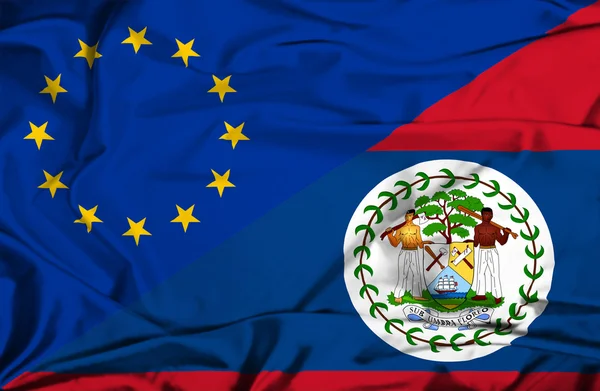A Belize-ből és az uniós zászlót lengetve — Stock Fotó