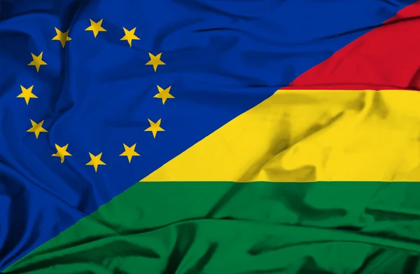 Machać flaga Boliwii i UE — Zdjęcie stockowe