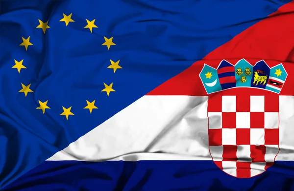 Флаг Хорватии и ЕС — стоковое фото