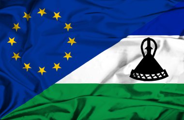 lesotho ve AB bayrağı sallayarak