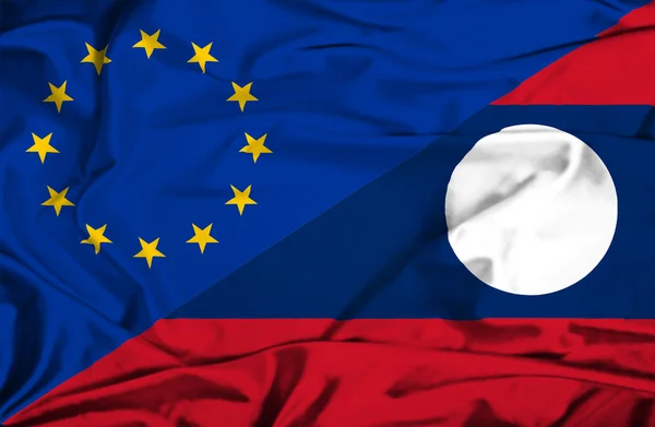 Bandeira do Laos e da UE — Fotografia de Stock