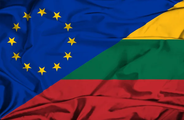 Bandeira da Lituânia e da UE — Fotografia de Stock
