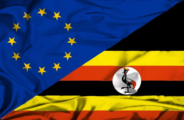 Флаг Уганды и ЕС — стоковое фото