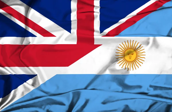 Bandera ondeante de Argentina y Reino Unido —  Fotos de Stock