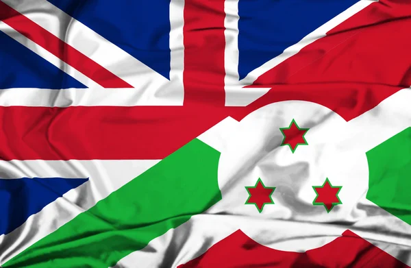 Bandera ondeante de Burundi y Reino Unido — Foto de Stock