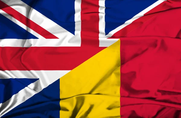 Bandeira acenando de Chade e Reino Unido — Fotografia de Stock