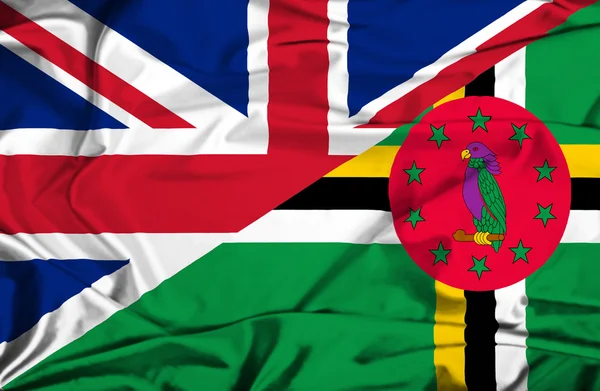Bandeira acenando de Dominica e Reino Unido — Fotografia de Stock
