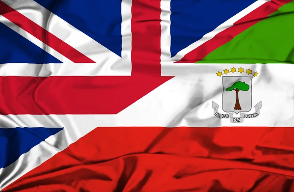 Wapperende vlag van Equatoriaal giuinea en Verenigd Koninkrijk — Stockfoto