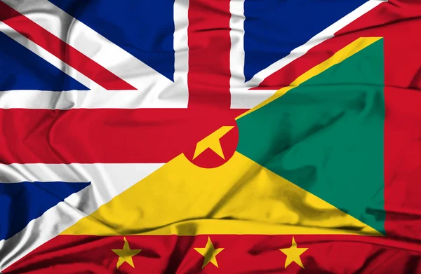 格恩西岛和英国那飘扬的旗帜 — 图库照片