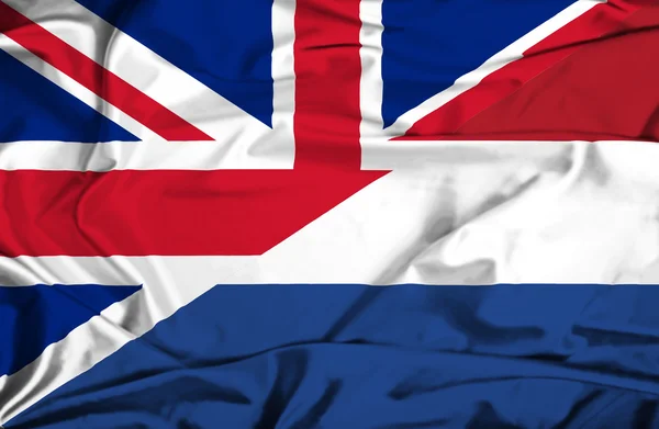 Wapperende vlag van Nederland en Verenigd Koninkrijk — Stockfoto