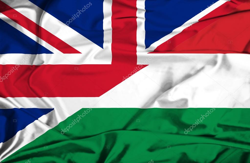 Waving flag of Hungary and UK