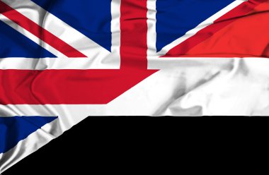 yemen ve İngiltere bayrağı sallayarak