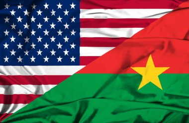 burkina faso ve ABD bayrağı sallayarak
