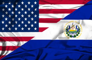 el salvador ve ABD bayrağı sallayarak
