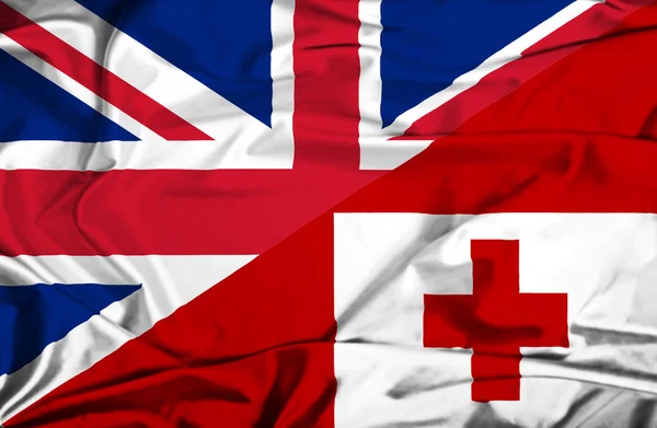 トンガ、英国の旗を振っています。 — ストック写真