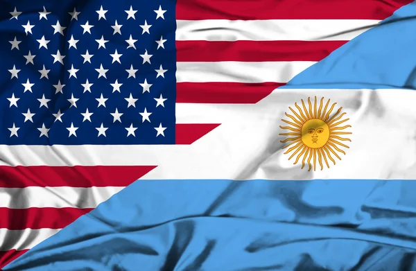 Bandera ondeante de Argentina y Estados Unidos —  Fotos de Stock