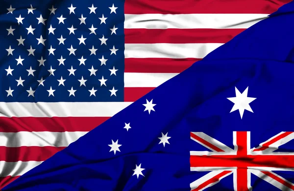 Drapeau de l'Australie et des États-Unis — Photo