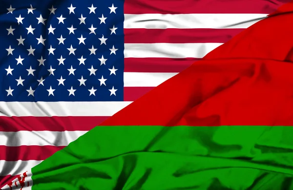 Флаг Белоруссии и США — стоковое фото