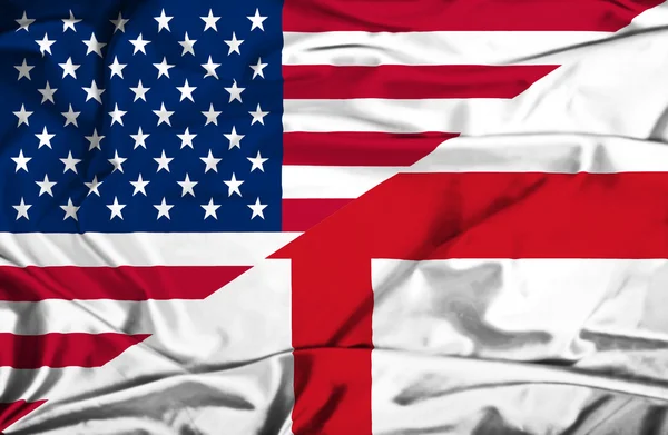 Flagge von England und den USA schwenken — Stockfoto