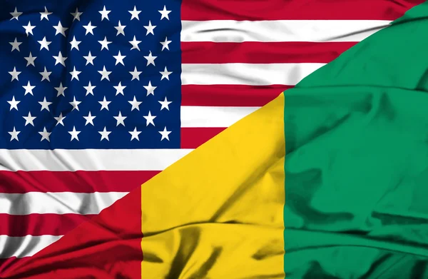 Drapeau de la Guinée et des Etats-Unis — Photo