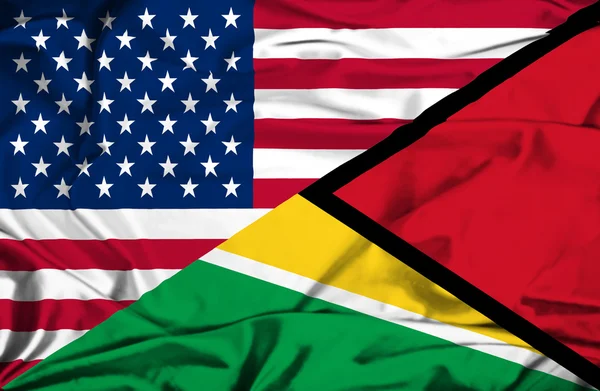 Drapeau de la Guyane et des Etats-Unis — Photo