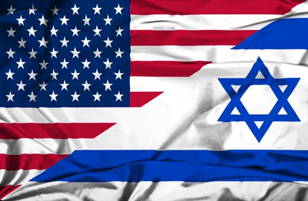 Bandiera sventolante di Israele e USA — Foto Stock