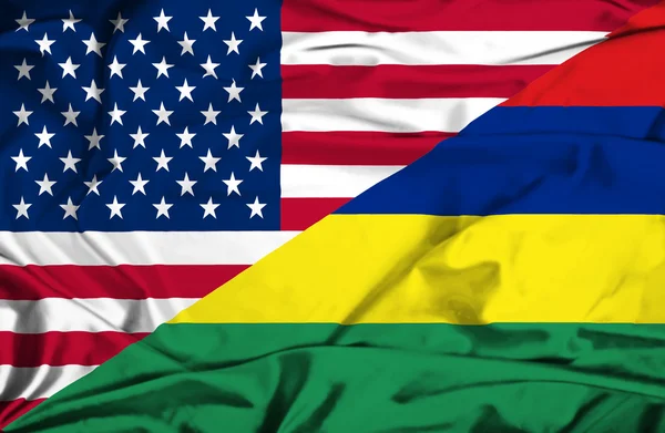 Флаг Маврикия и США — стоковое фото