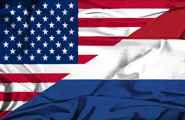 Drapeau des Pays-Bas et des États-Unis — Photo