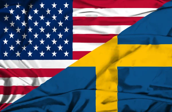 Флаг Швеции и США — стоковое фото