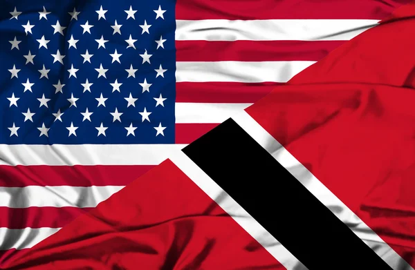 Bandera ondeante de Trinidad y Tobago y Estados Unidos —  Fotos de Stock