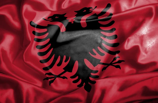 Vlající vlajka Albánie — Stock fotografie