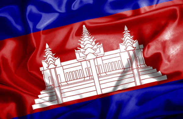 Camboja acenando bandeira — Fotografia de Stock